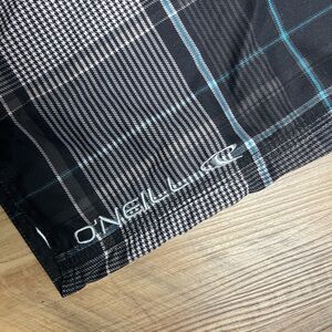 O'Neill Black and Blue Plaid Board Shorts